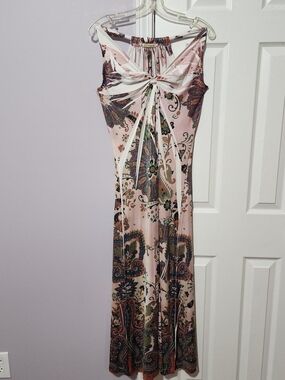 B. FRIENDS Pink Paisley Knot-Front Maxi Dress